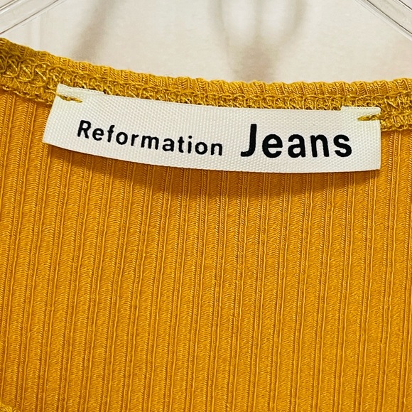 Reformation Jeans Agatha Ribbed Knit Button-Down Long Sleeve Mini Dress Size S - Picture 5 of 9